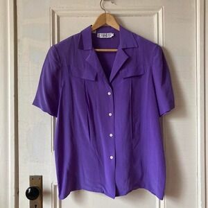 Vintage Chaus Purple Silk Blouse Size 12